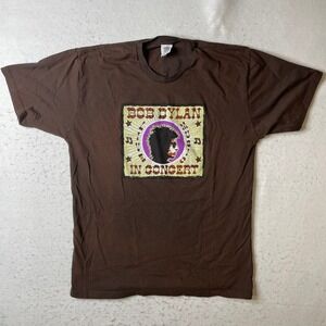 Bob Dylan Live In Concert T Shirt Brown Large Reign & Shine Graphic Band Tee